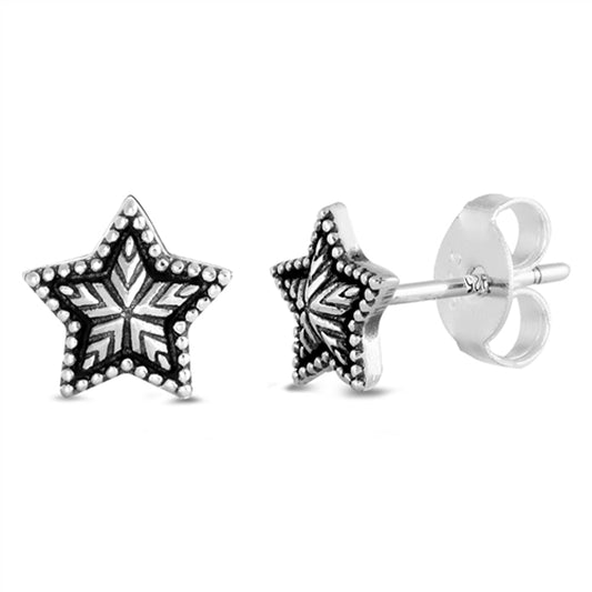 Nordic Star Snow Flake Border Stud Earrings – Sterling Silver