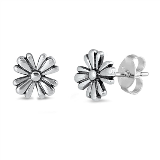 Flower Daisy Nature Classic Stud Earrings – Sterling Silver