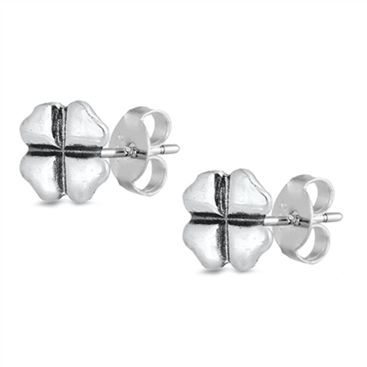 Four Leaf Clover Shamrock Lucky Good Earrings – Sterling Silver