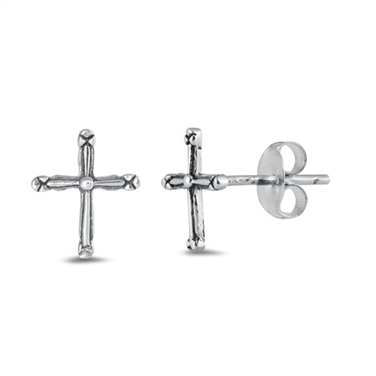 Vintage Style Cross Simple Classic Traditional Earrings – Sterling Silver