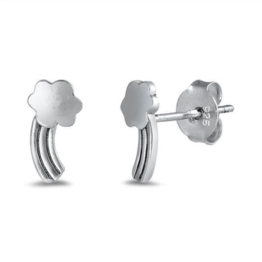 Rainbow Cloud Weather High Polished Stud Earrings – Sterling Silver