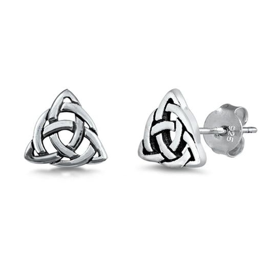 Celtic Triquetra Trinity Knot Triangle Classic Earrings – Sterling Silver