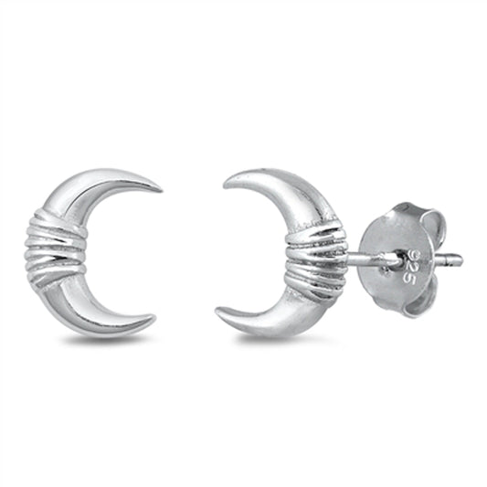Wrapped Crescent Moon Horn Rope Knot Earrings – Sterling Silver