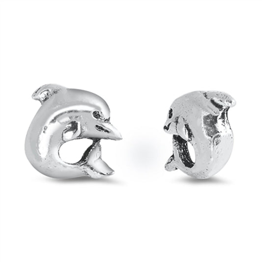 High Polished Dolphin Animal Ocean Earrings – Sterling Silver