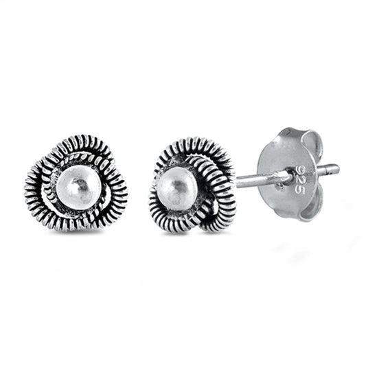 Trinity Loop Knot Weave Coil Stud Earrings – Sterling Silver