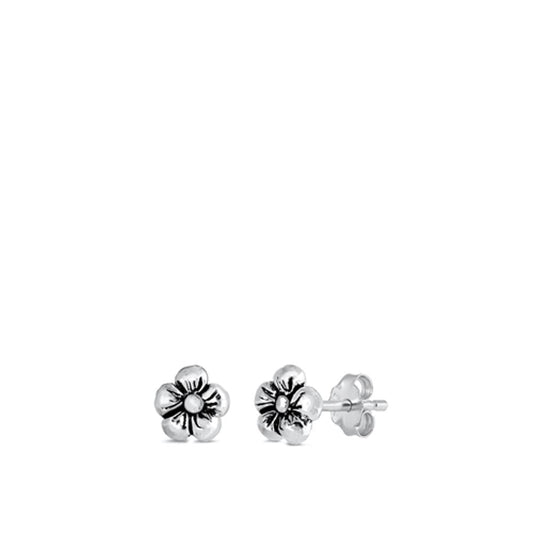 Plumeria Flower Nature Garden Stud Earrings – Sterling Silver