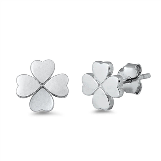 Four Leaf Clover Heart Flower Shamrock Earrings – Sterling Silver