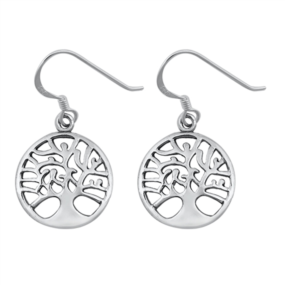 Cutout Tree of Life Medallion Nature Earrings – Sterling Silver