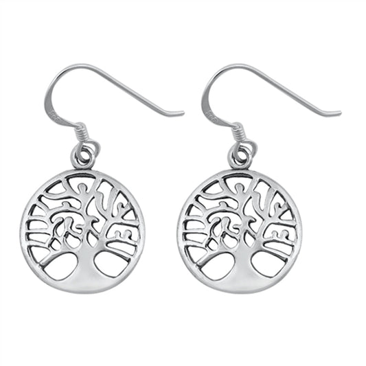 Cutout Tree of Life Medallion Nature Earrings – Sterling Silver