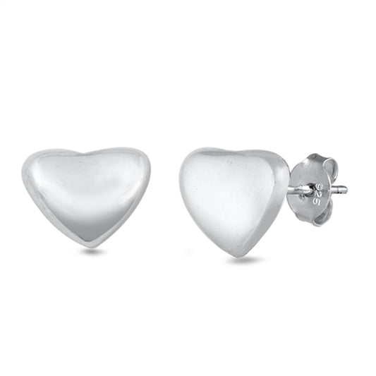 Puffy Heart Promise Love Classic Simple Earrings – Sterling Silver