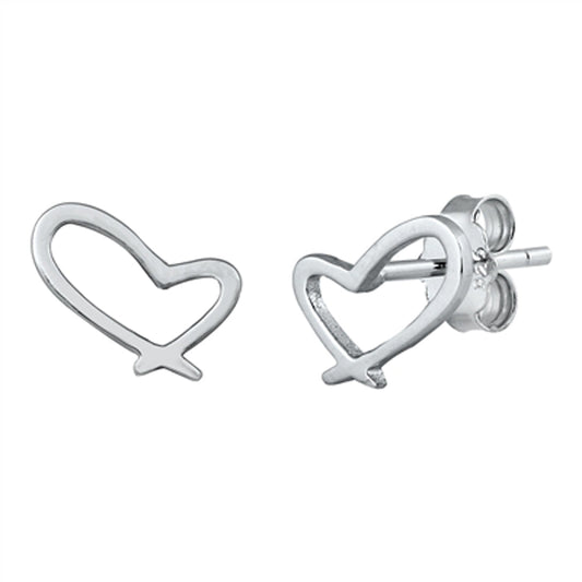 Abstract Handwritten Heart Promise Love Stud Earrings – Sterling Silver