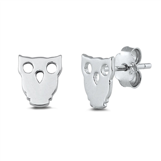 Owl Bird High Polished Stud Earrings – Sterling Silver