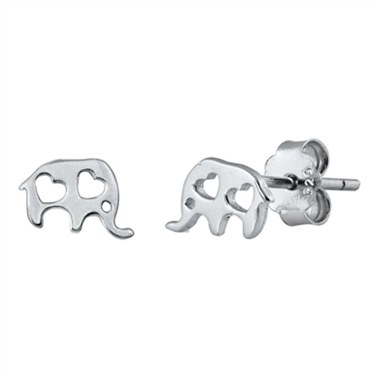 Elephant Cutout Heart High Polish Love Earrings – Sterling Silver