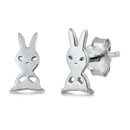 Rabbit Bunny Animal High Polished Earrings – Sterling Silver