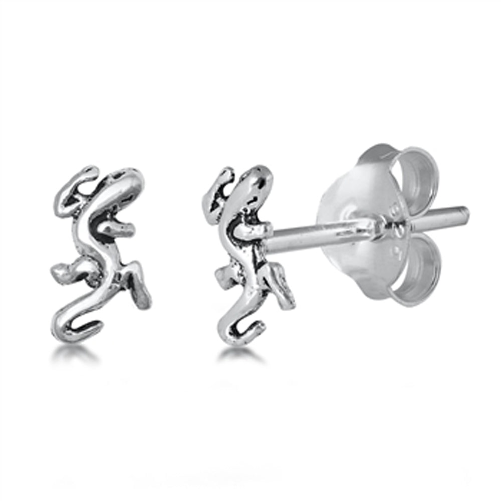 Lizard Animal High Polish Simple Reptile Stud Earrings – Sterling Silver