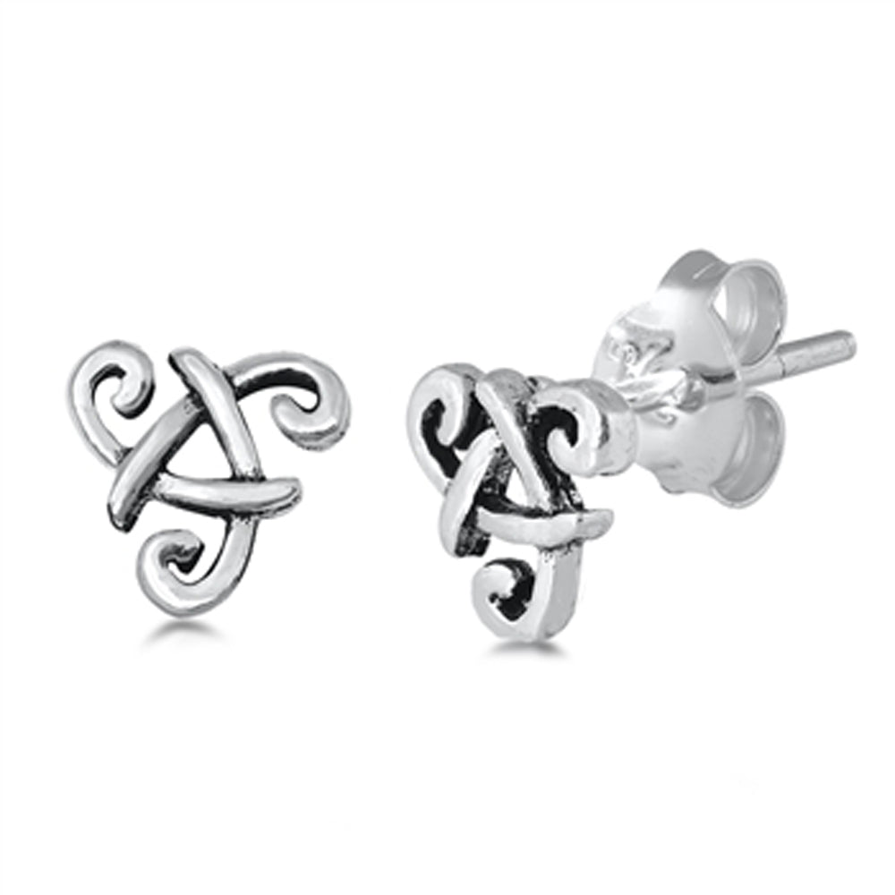 Elegant Celtic Triquetra Filigree Swirl Weave Earrings – Sterling Silver