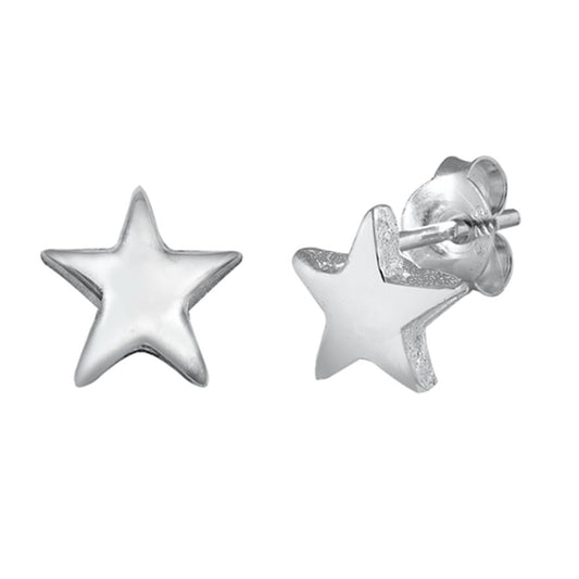 High Polished Star Dream Space Celestial Stud Earrings – Sterling Silver