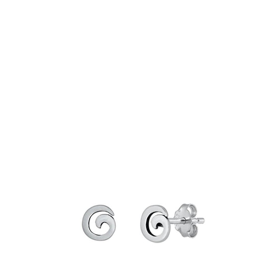 Simple Spiral Curl Swirl High Polish Stud Earrings – Sterling Silver