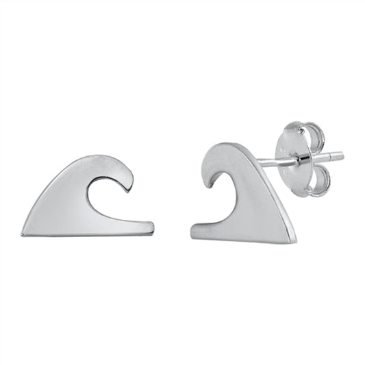 Beach Ocean Wave Modern Minimalist Simple Earrings – Sterling Silver