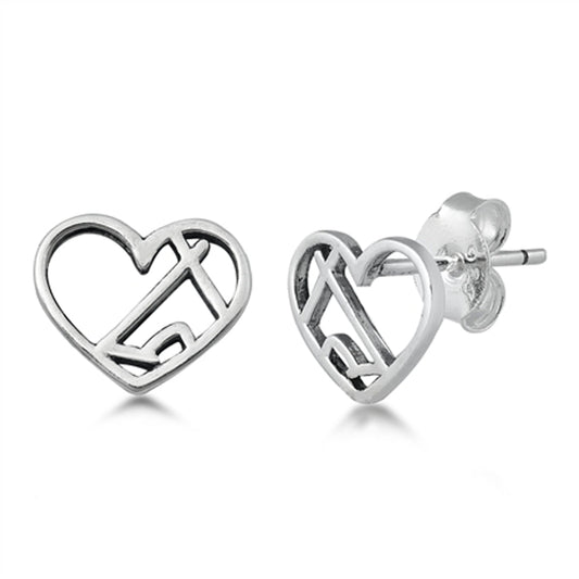 Cross in Heart Love Christian Stud Earrings – Sterling Silver