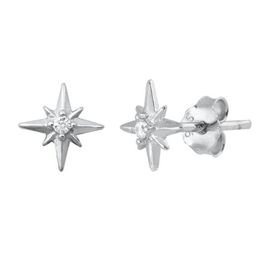 Women's Twinkle Stars Push Clear CZ Stud Earrings – Sterling Silver