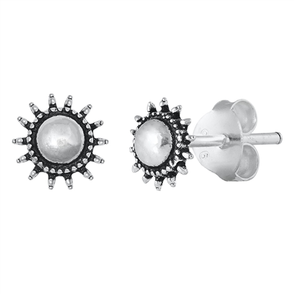 Bali Style Sun Boho Burst Mandala Stud Earrings – Sterling Silver