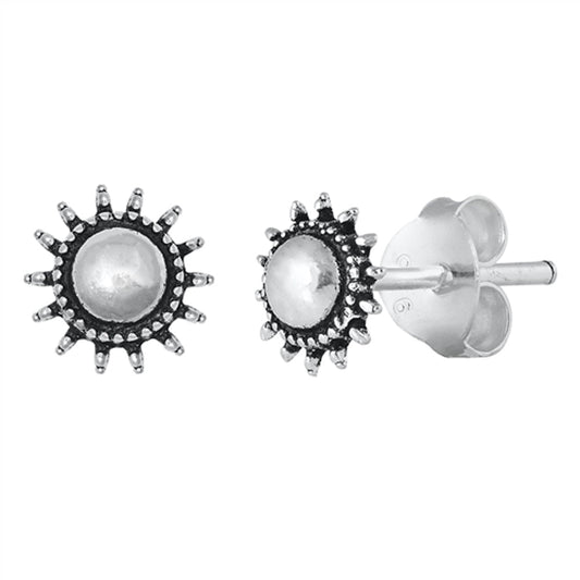 Bali Style Sun Boho Burst Mandala Stud Earrings – Sterling Silver