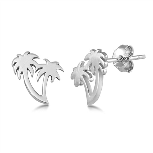 Palm Trees Nature Tropical Ocean Beach Earrings – Sterling Silver