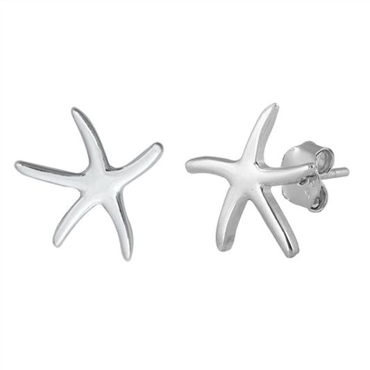 Ocean Slim Starfish Sea Star Polish Earrings – Sterling Silver