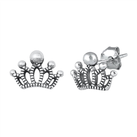 Crown Elegant Royal Queen King Earrings – Sterling Silver