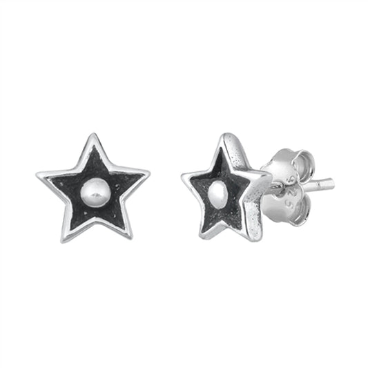 Simple Star Oxidized Modern Earrings – Sterling Silver