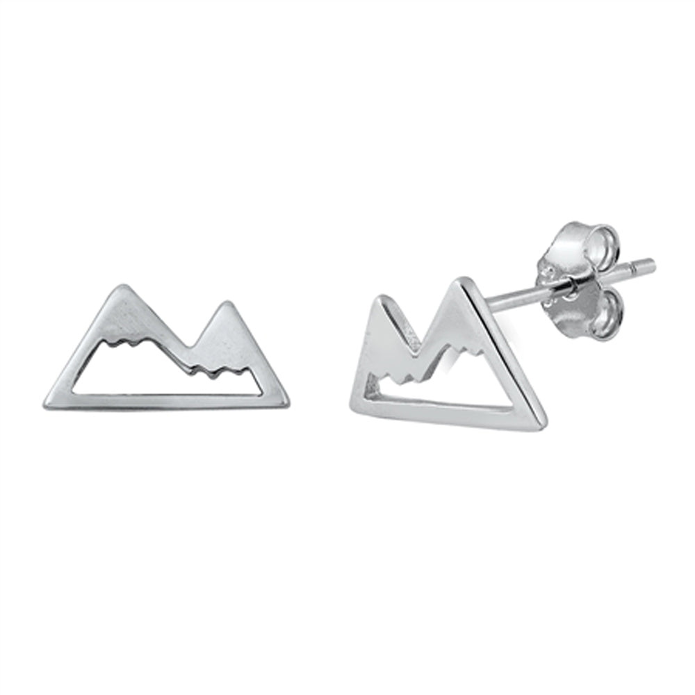Mountain Range High Polish Outline Nature Earrings – Sterling Silver