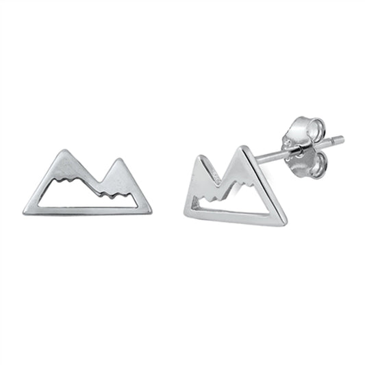 Mountain Range High Polish Outline Nature Earrings – Sterling Silver
