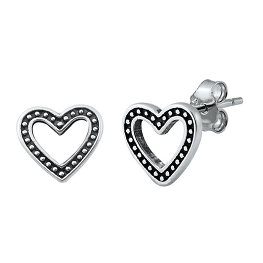 Promise Heart Granulated Bali Open Love Earrings – Sterling Silver