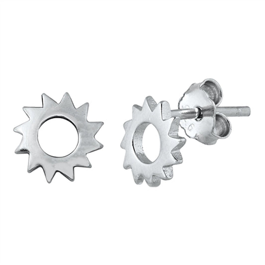 Simple Sun High Polish Modern Solar Earrings – Sterling Silver