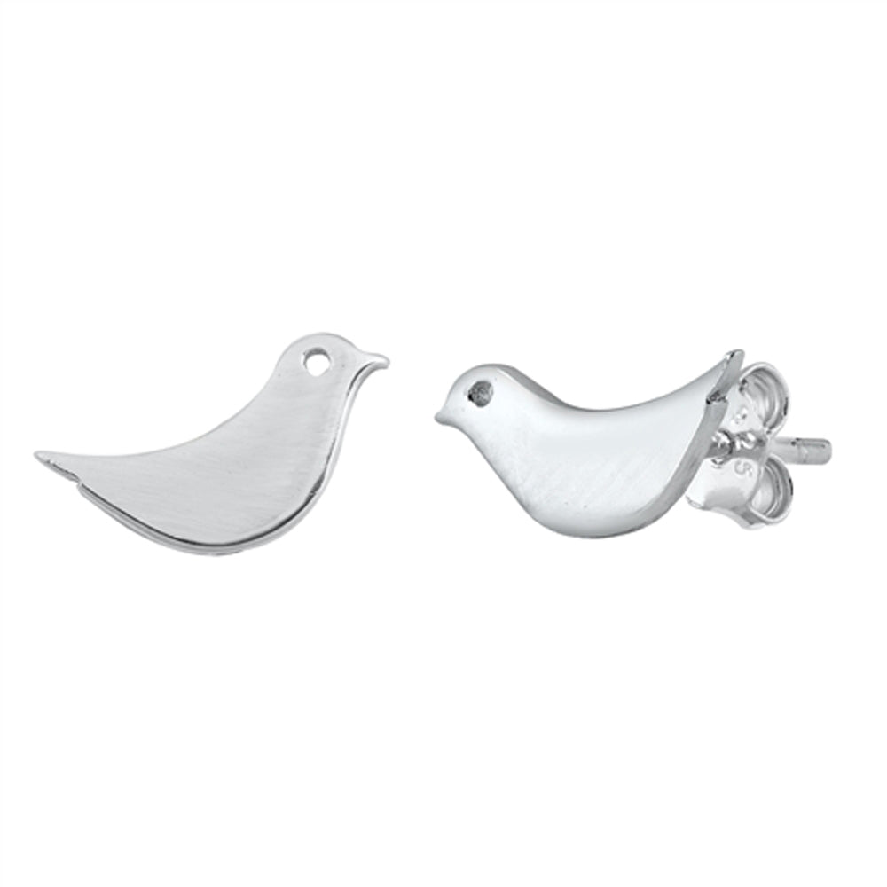 Little Dove Bird High Polish Animal Earrings – Sterling Silver