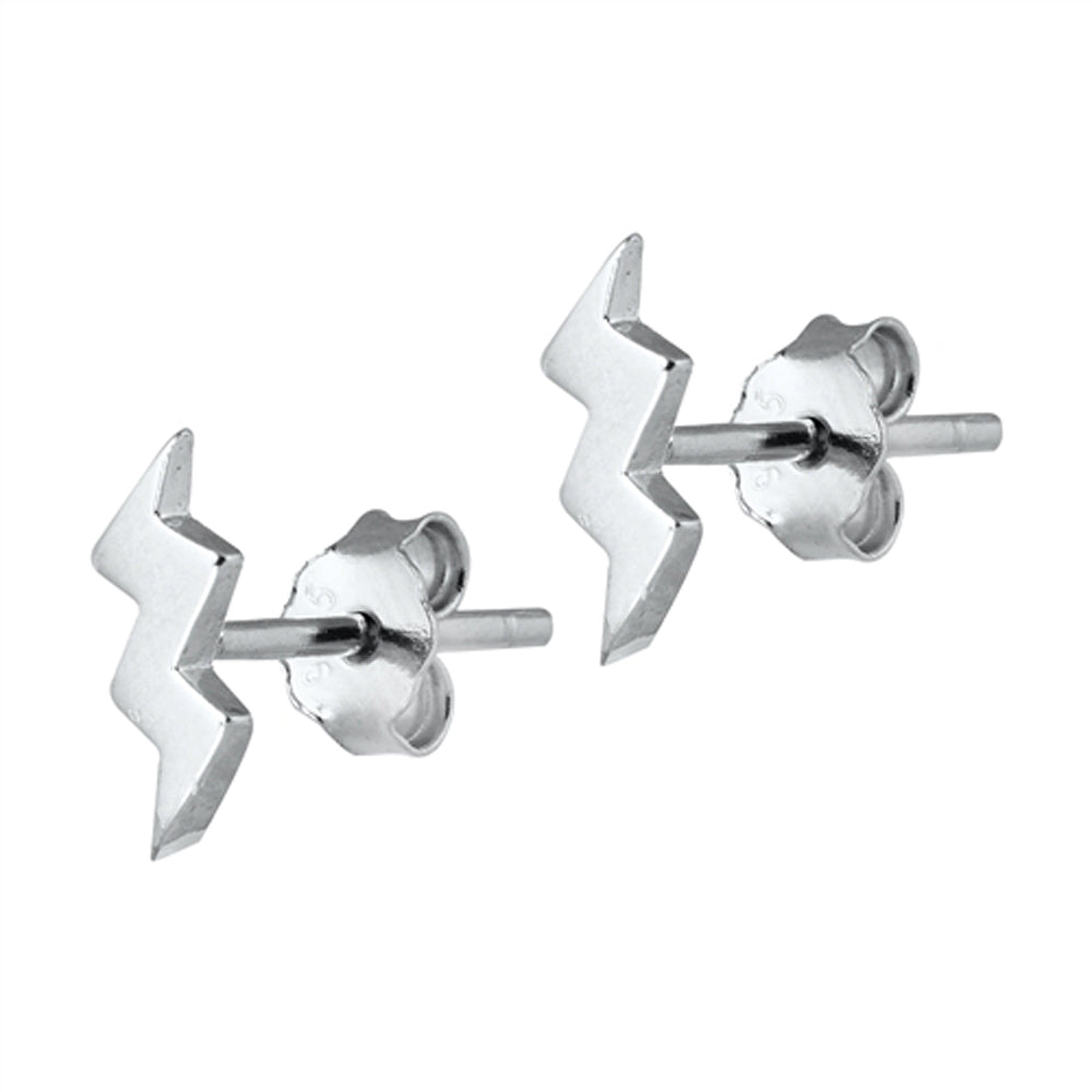 Lightning Bolt Zig Zag Modern High Earrings – Sterling Silver