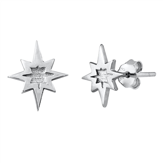 Vintage Style Star Burst Elegant High Earrings – Sterling Silver