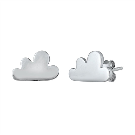 Sky Simple Cloud High Polish Modern Earrings – Sterling Silver