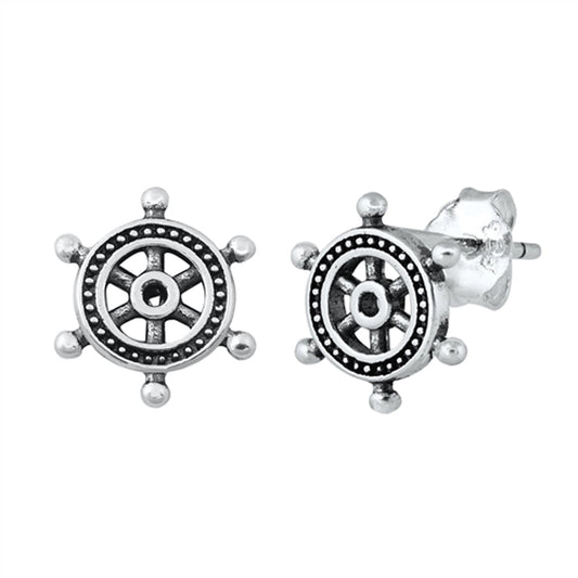 Captains Wheel Nautical Pirate Ship Boat Earrings – Sterling Silver