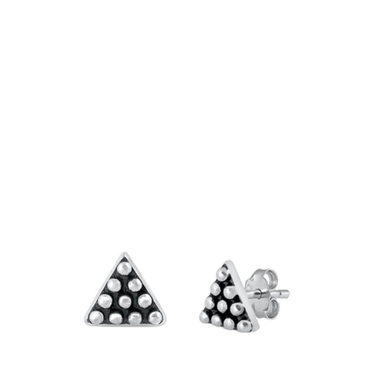 Lovely Oxidized Bali Triangle Stud Earrings – Sterling Silver