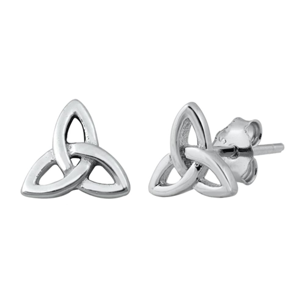 Celtic Triquetra Knot Push Back Stud Earrings – Sterling Silver