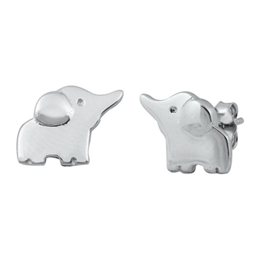 Elephant Animal High Polish Simple Minimalist Earrings – Sterling Silver
