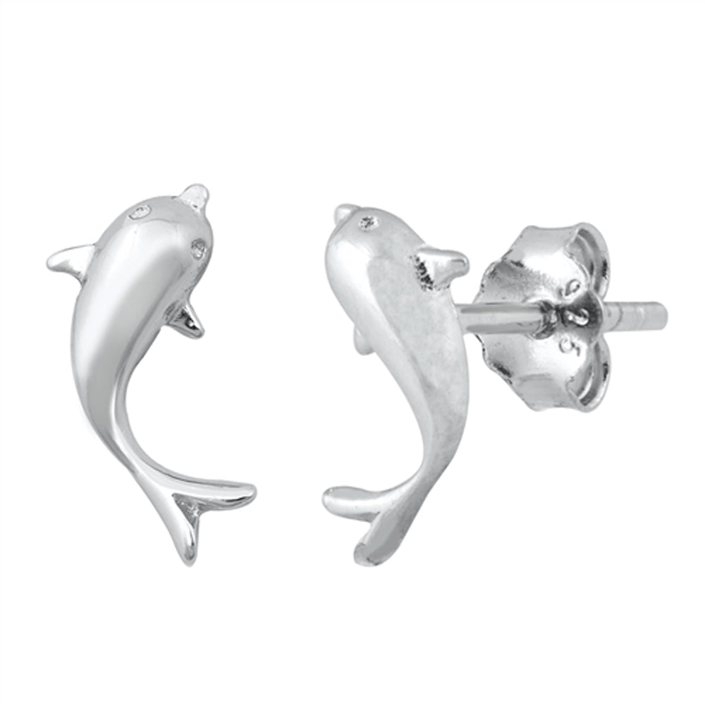 Dolphin Animal Fish Ocean Swim Beach Earrings – Sterling Silver