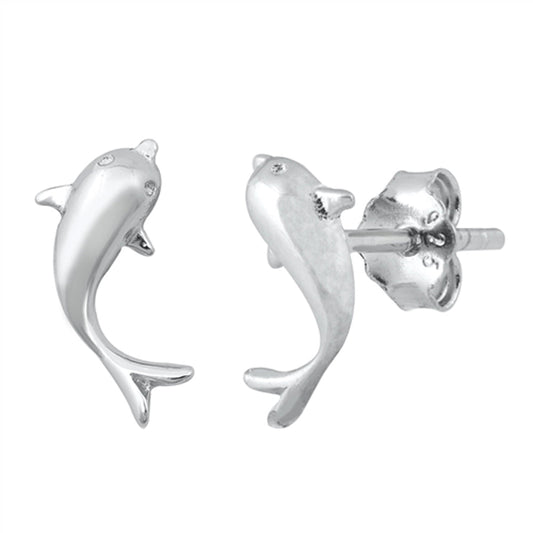 Dolphin Animal Fish Ocean Swim Beach Earrings – Sterling Silver