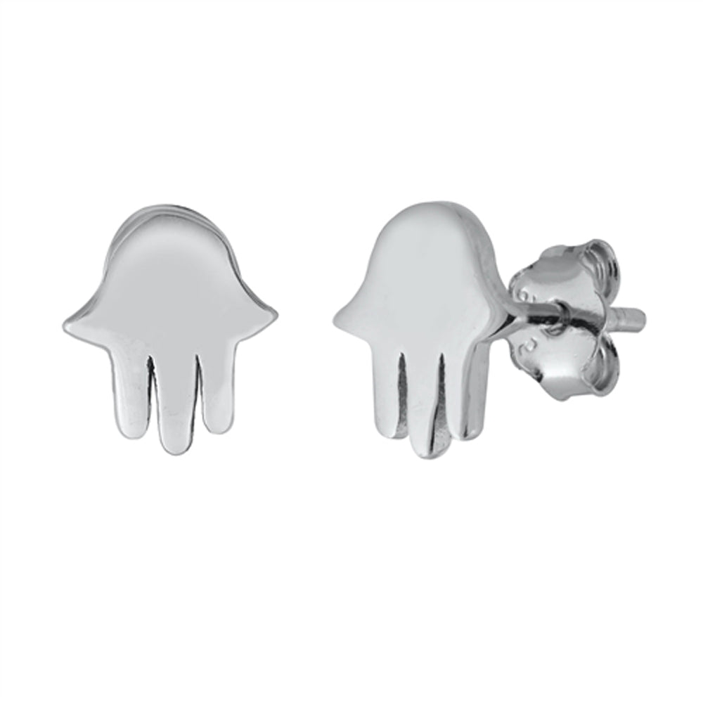 Hamsa Hand of God High Polish Earrings – Sterling Silver