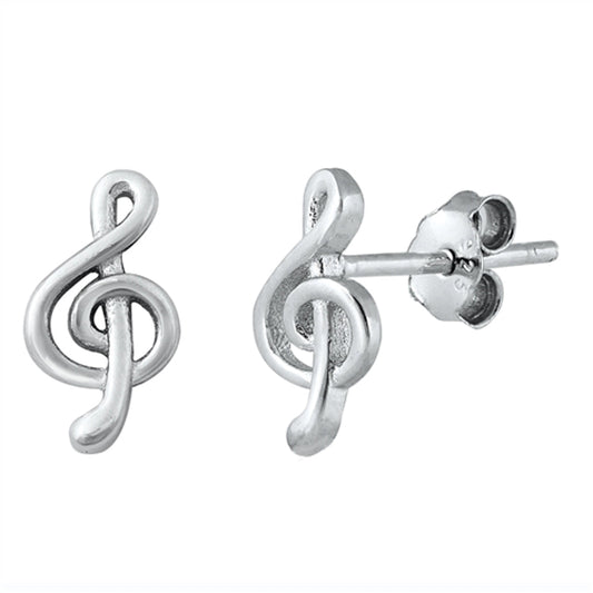 Treble Clef Filigree Swirl Music Note Earrings – Sterling Silver