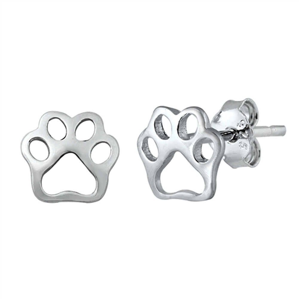 Paw Print Cutout Animal Dog Pet Earrings – Sterling Silver