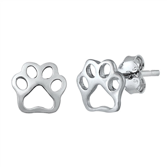 Paw Print Cutout Animal Dog Pet Earrings – Sterling Silver