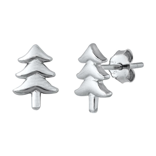 Festive Christmas Tree Stud Earrings – Sterling Silver
